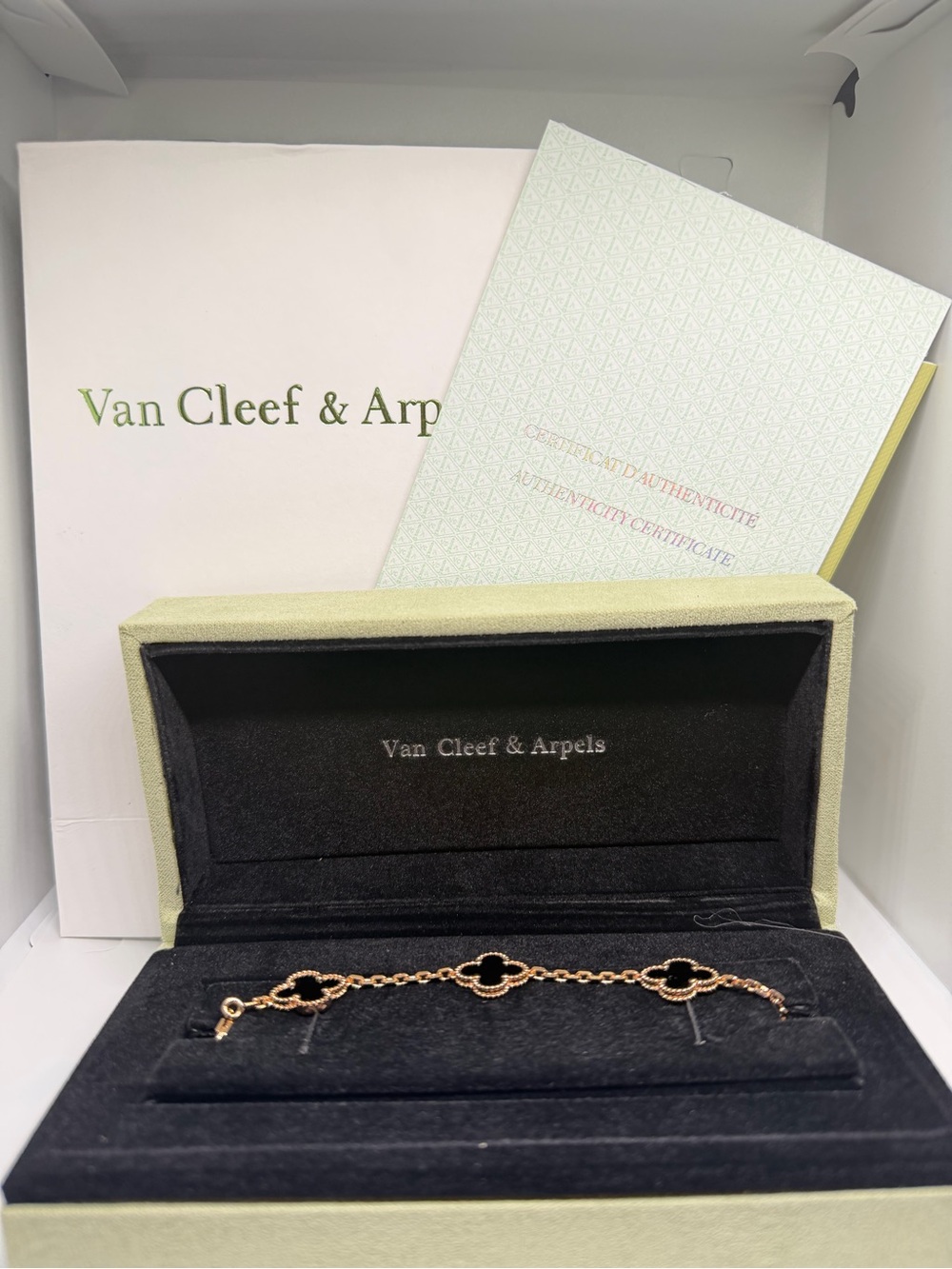 Rose Gold Bracelet with Black Clover